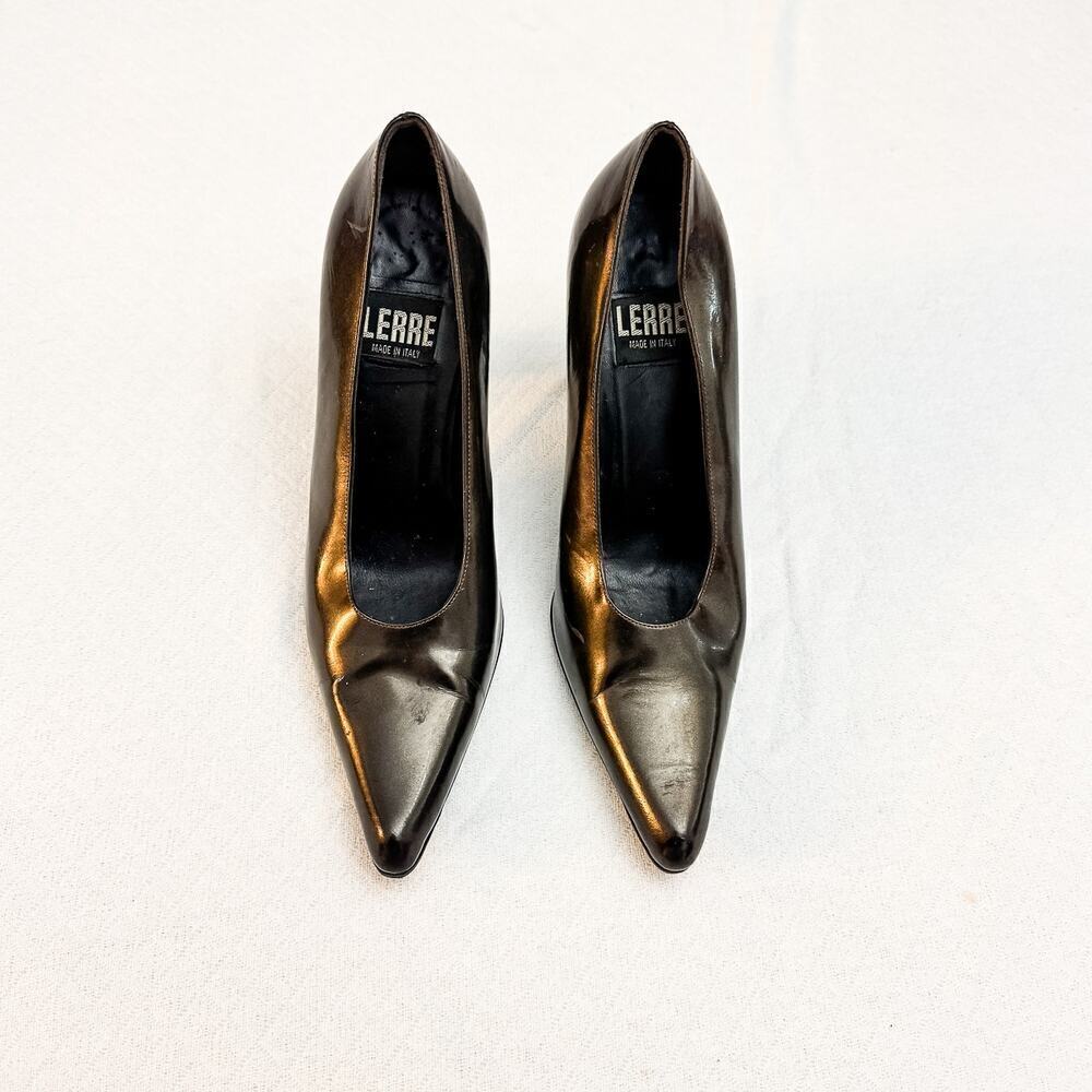 Lerre Olive Green Pumps Pointy Toe Size 38 Italy